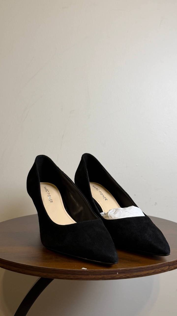 Marc Fisher Alola Pump Black Suede 7.5M Stiletto Heels MSRP $99 NWB