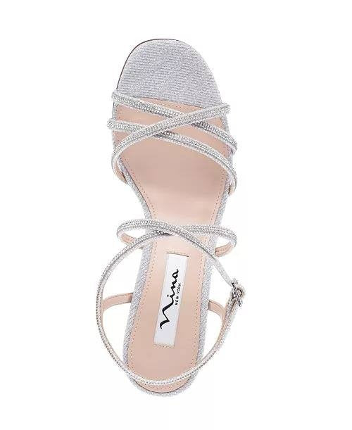 Nina  Dress  Sandals  Platino  Luna  Shine  9.5  M  New  $99