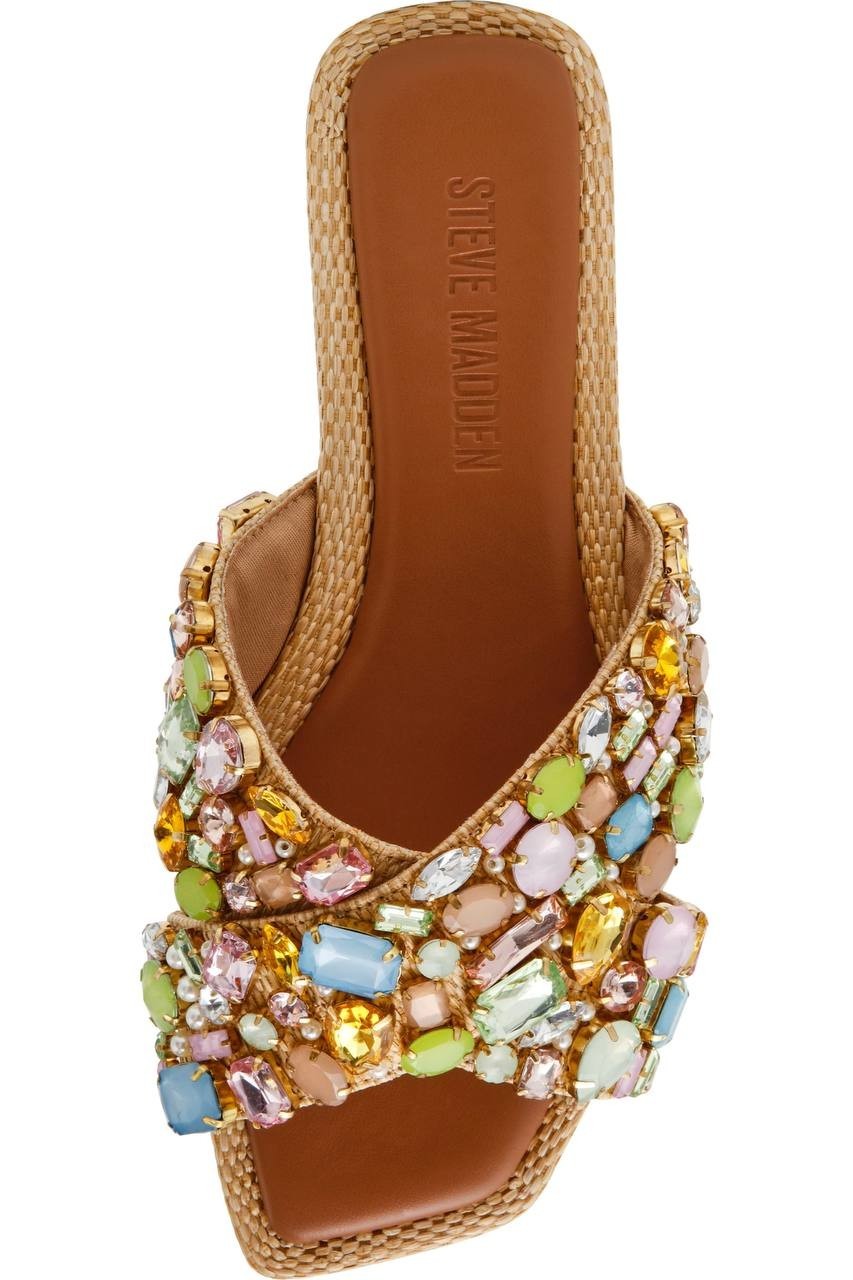 Steve Madden Slide Sandals Gold Multi 6 New $109.00