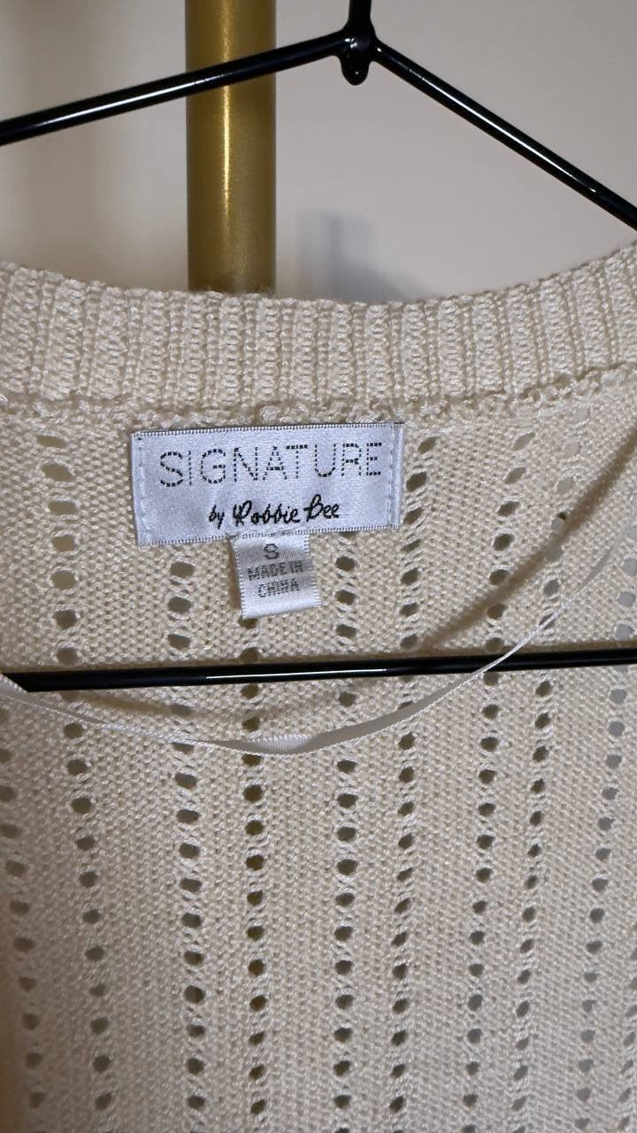 Signature by Robbie Bee Crocheted Short Sleeve Shrug Ivory S NWT $35