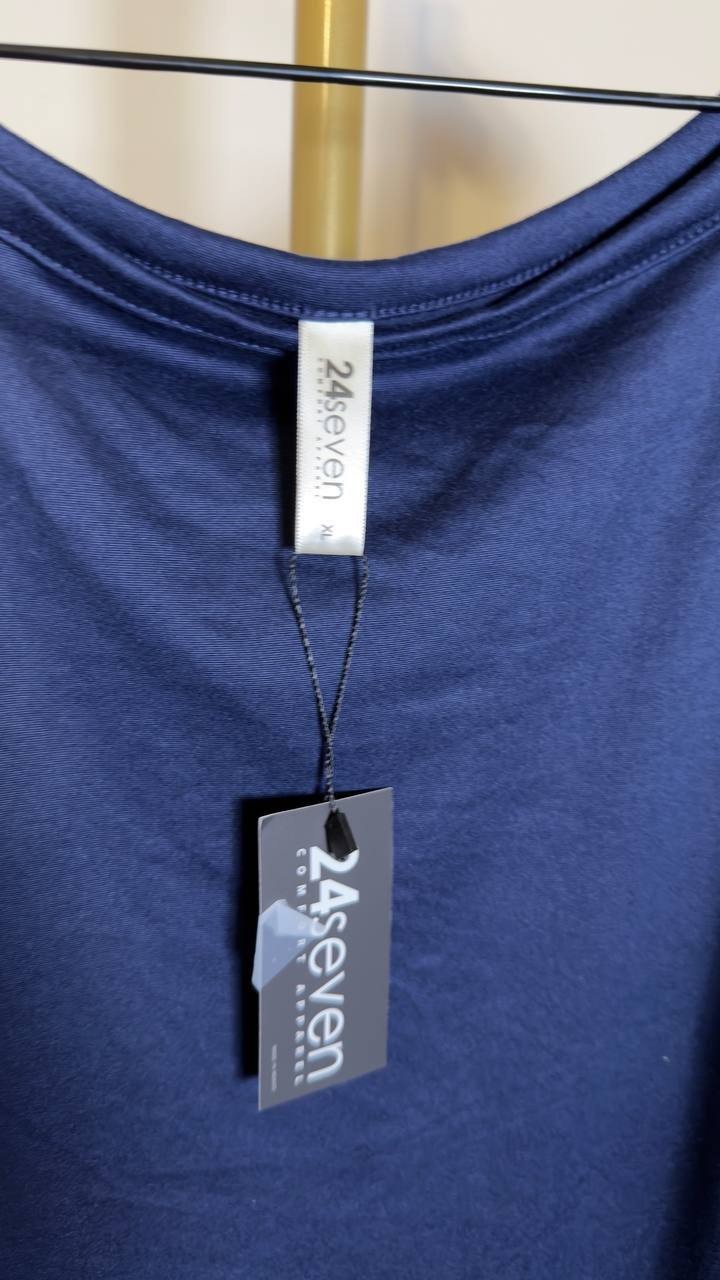 24seven Comfort Apparel Loose Fit Dolman Wide Sleeve Top Navy XL NWT $50