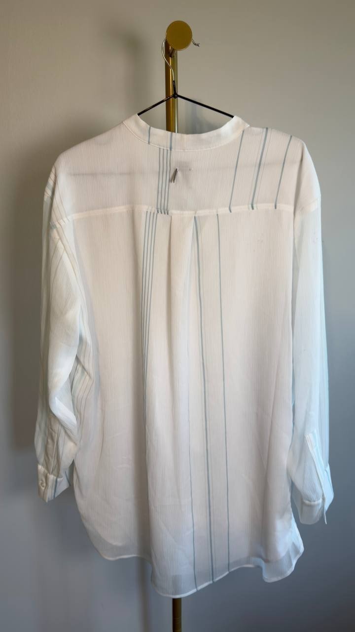 Calvin Klein Long-Sleeve Multi Stripe Tunic White Multi M NWT $109