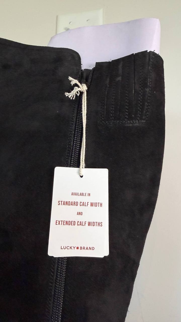 Lucky Brand Bonnay Extra Wide Calf Knee High Boots Black 8M Suede $189 NWB
