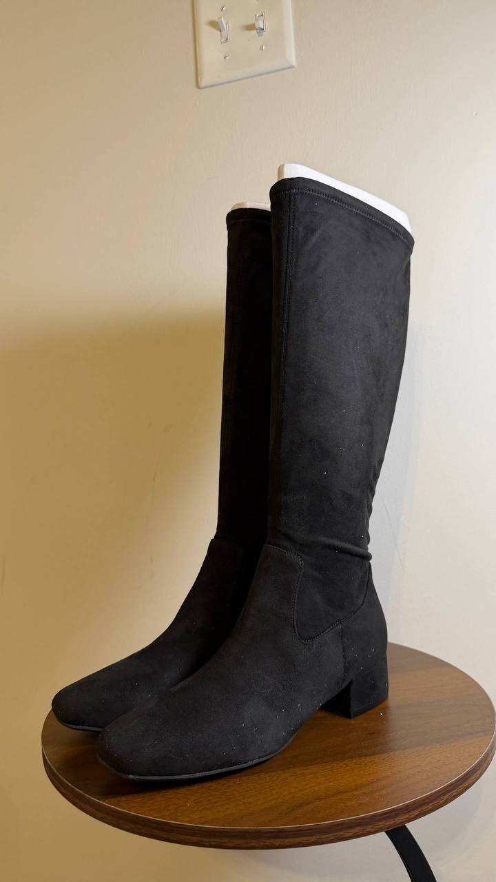 Easy Spirit Danilyn Boots 6M Black Textile Square Toe Block Heel NIB msrp$159