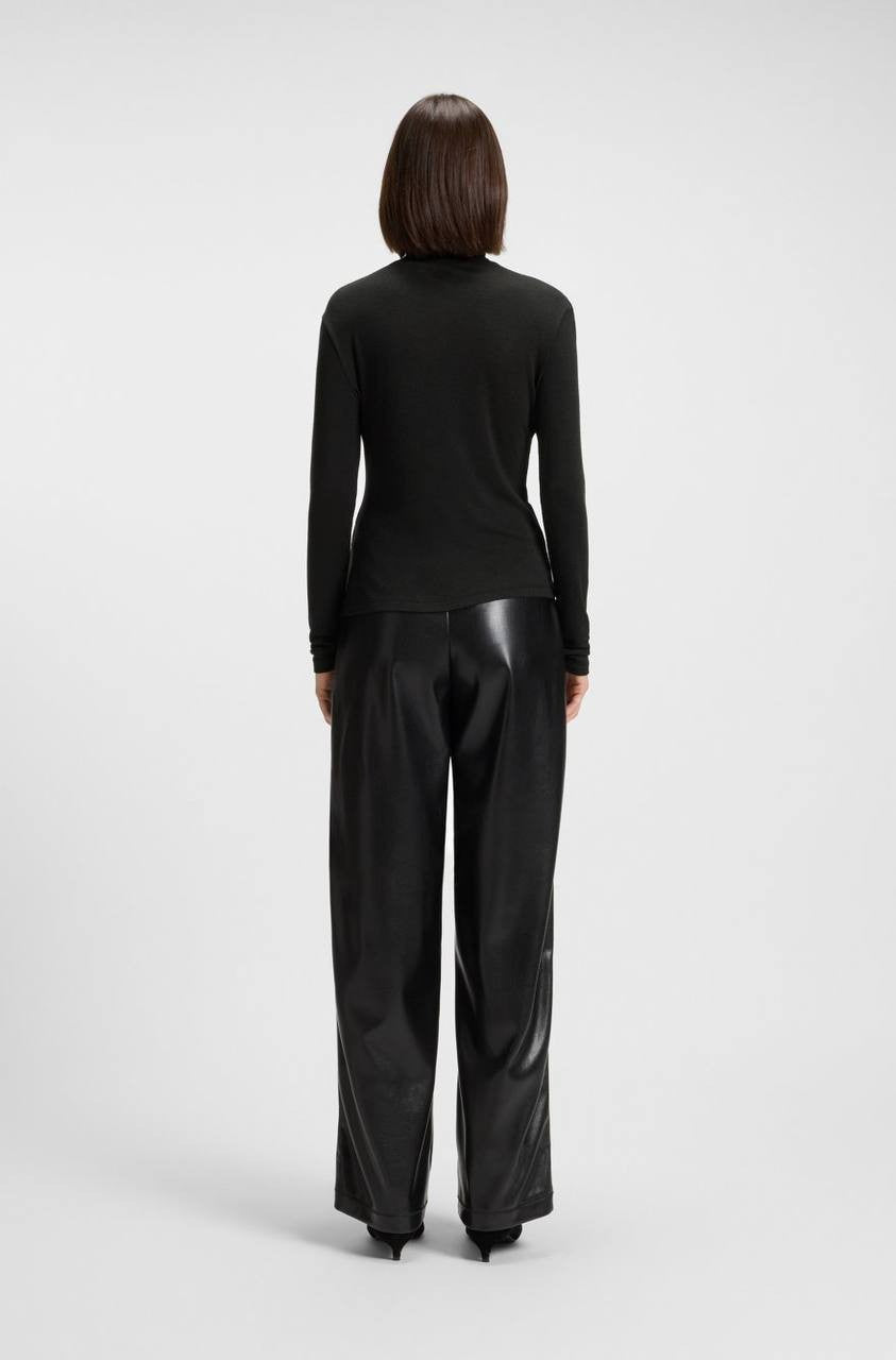 BOSS Faux Leather Straight-Leg Pants with Belt Black Size 10 NWT $149