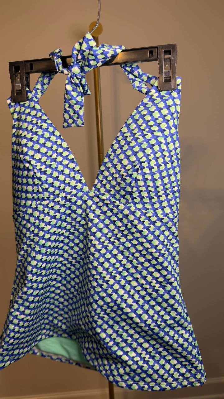 Tommy Bahama Palm Modern Mosaic Tankini Top Beach Class Blue M NWT $85.50