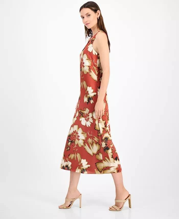 Anne Klein Printed Sleeveless Midi Dress Red 8 NWT $129