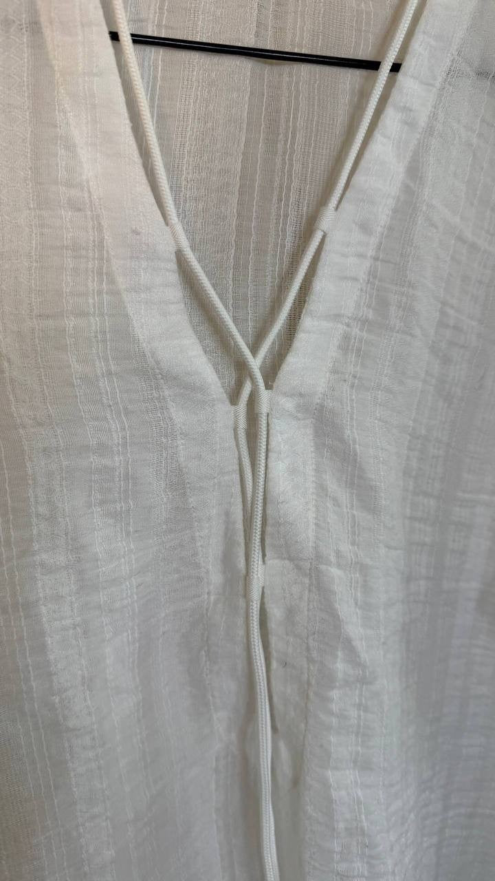 Robin Piccone Natalie V‑Neck Lace Up Tunic Cover Up White Size S NWOT $94