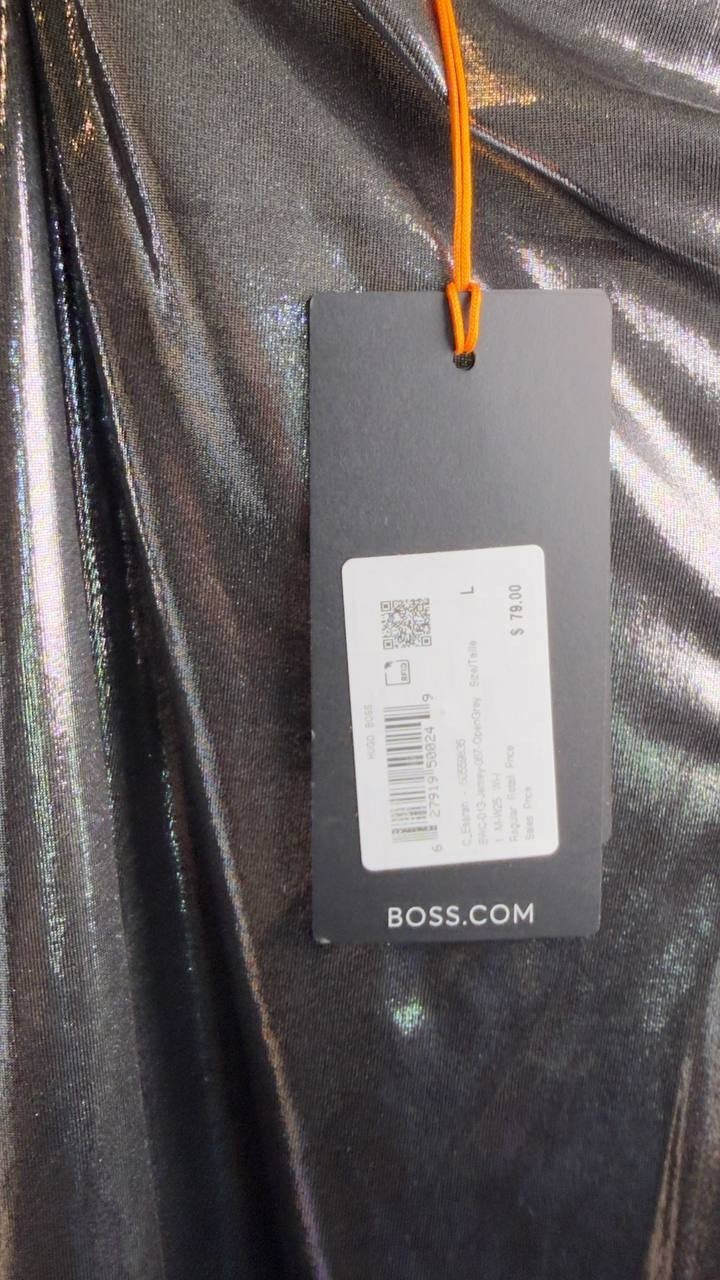 BOSS Orange Esarah Metallic Scoop‑Neck Tank Open Grey L NWT $79