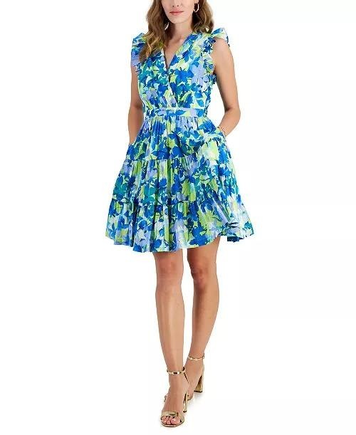 Taylor Floral Print A-Line Dress Size 10 Multicolor New without Tags