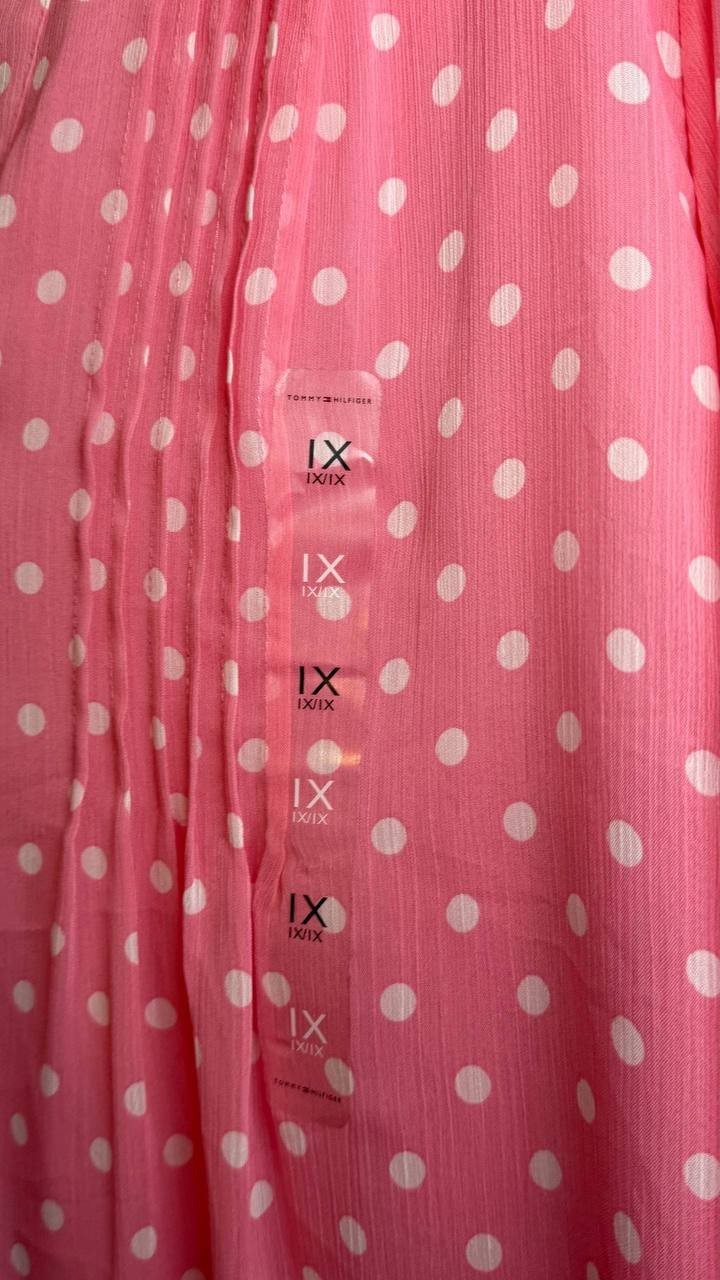 Tommy Hilfiger 3/4‑Sleeve Pintuck Split‑Neck Tunic Top Pink 1X NWT $69.50