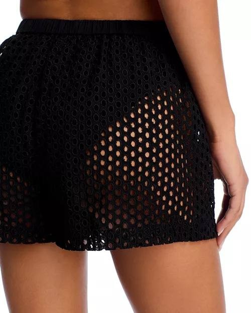 Solid + Striped Eyelet Nancy Shorts Black XS NWT $158
