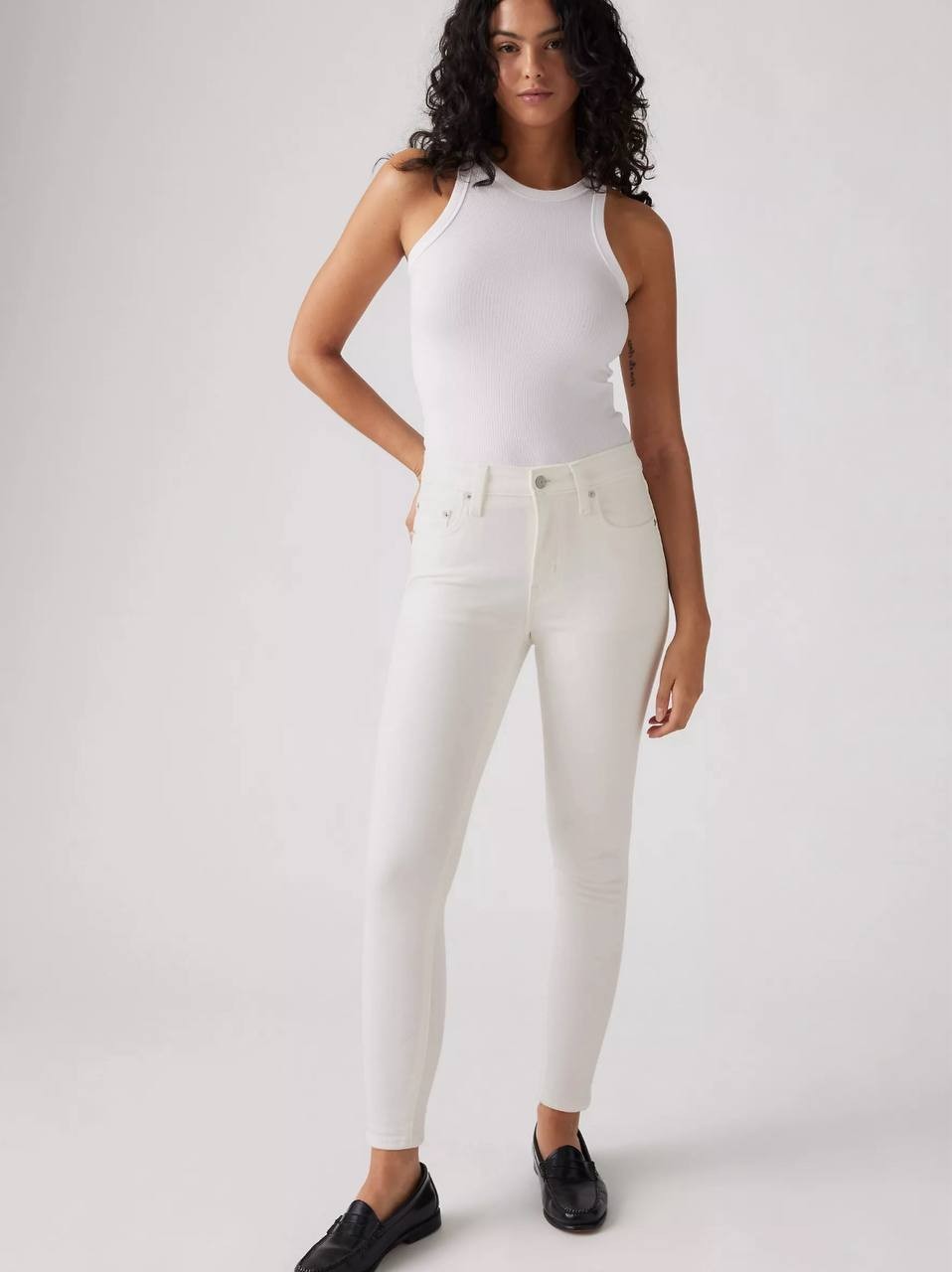 Levi's 721 High-Rise Skinny Ankle Jeans White Women 30x30 NWT Stretch Denim