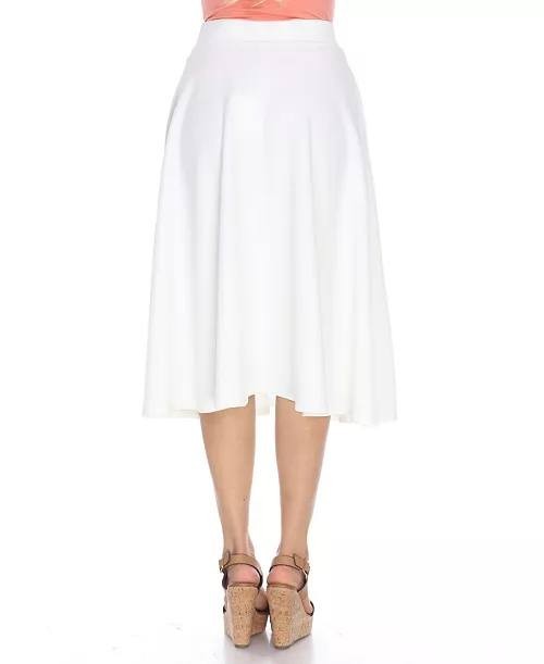 White Mark Flared Midi Skirt with Pockets White M NWT $49