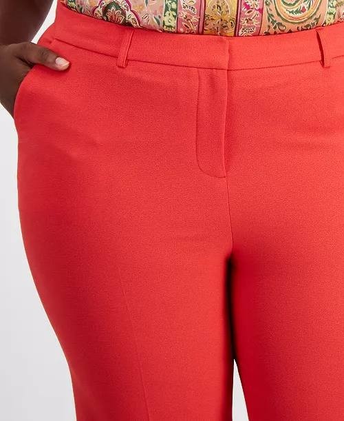 Tahari ASL Classic Ankle Pants Size 8 NWT Red Mid Rise for Office Casual Wear