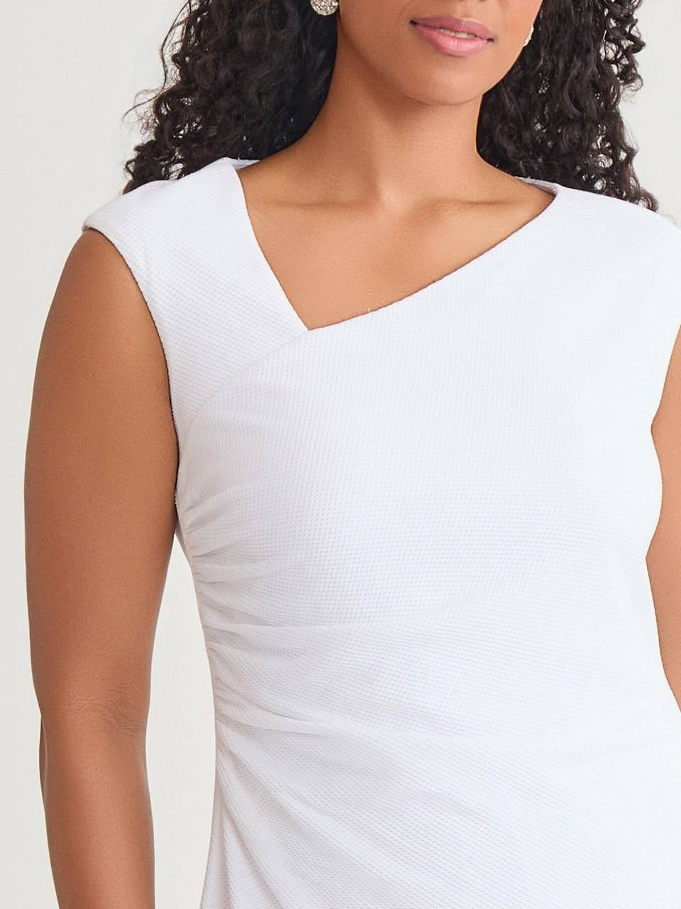 Kasper Asymmetrical‑Neck Ruched Midi Dress – Size 1X – NWT – $89