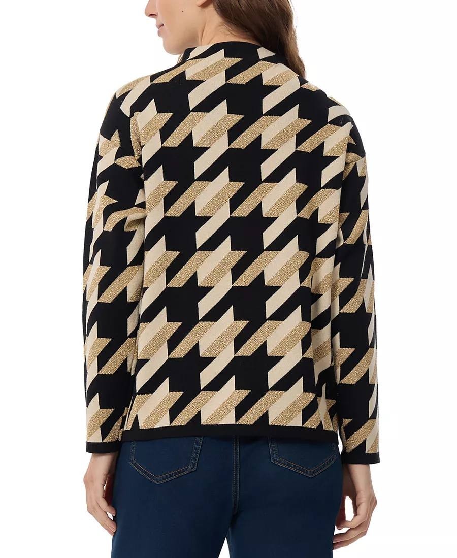 Jones New York Houndstooth Drop‑Shoulder Sweater – Size S – NWOT – $34