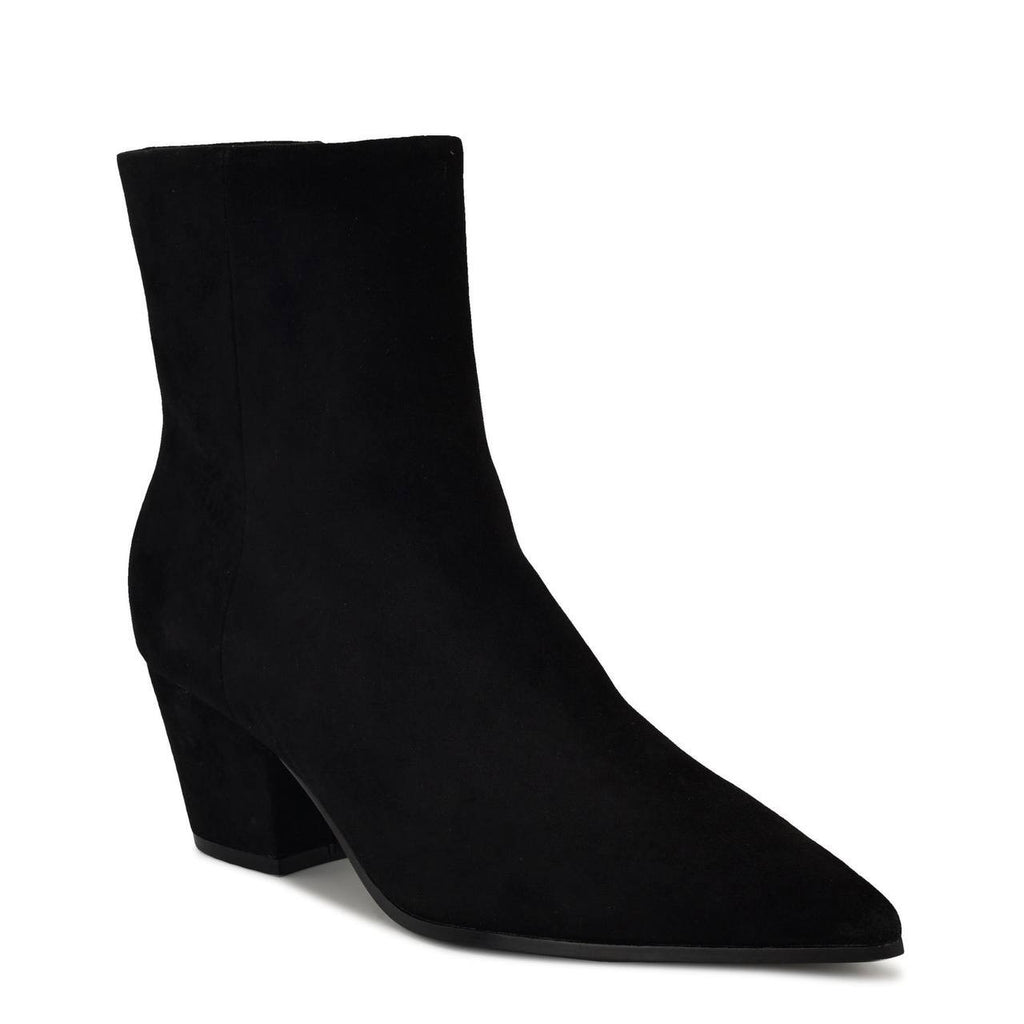 Nine West Savie Women’s Block Heel Ankle Booties Black 8M Suede $169 NWB