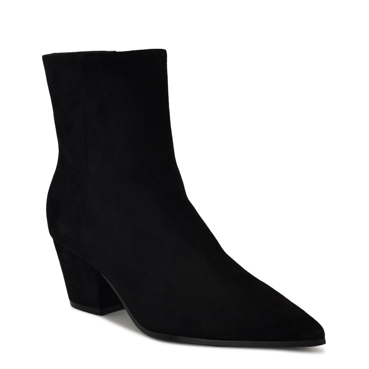 Nine West Savie Women’s Block Heel Ankle Booties Black 8M Suede $169 NWB