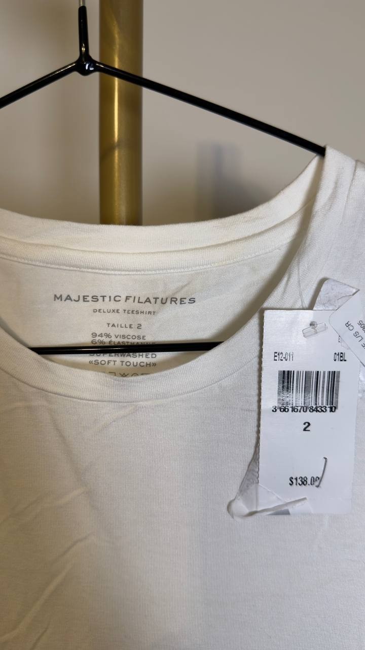Majestic Filatures Women’s Soft Touch Crewneck T‑Shirt Cream 2 NWT $138