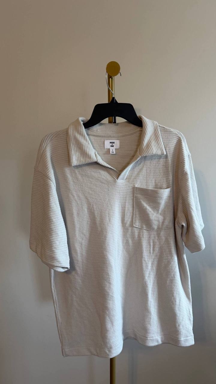 Mode of One – Men’s Textured Knit Open‑Collar Shirt – S – NWOT – $49.50