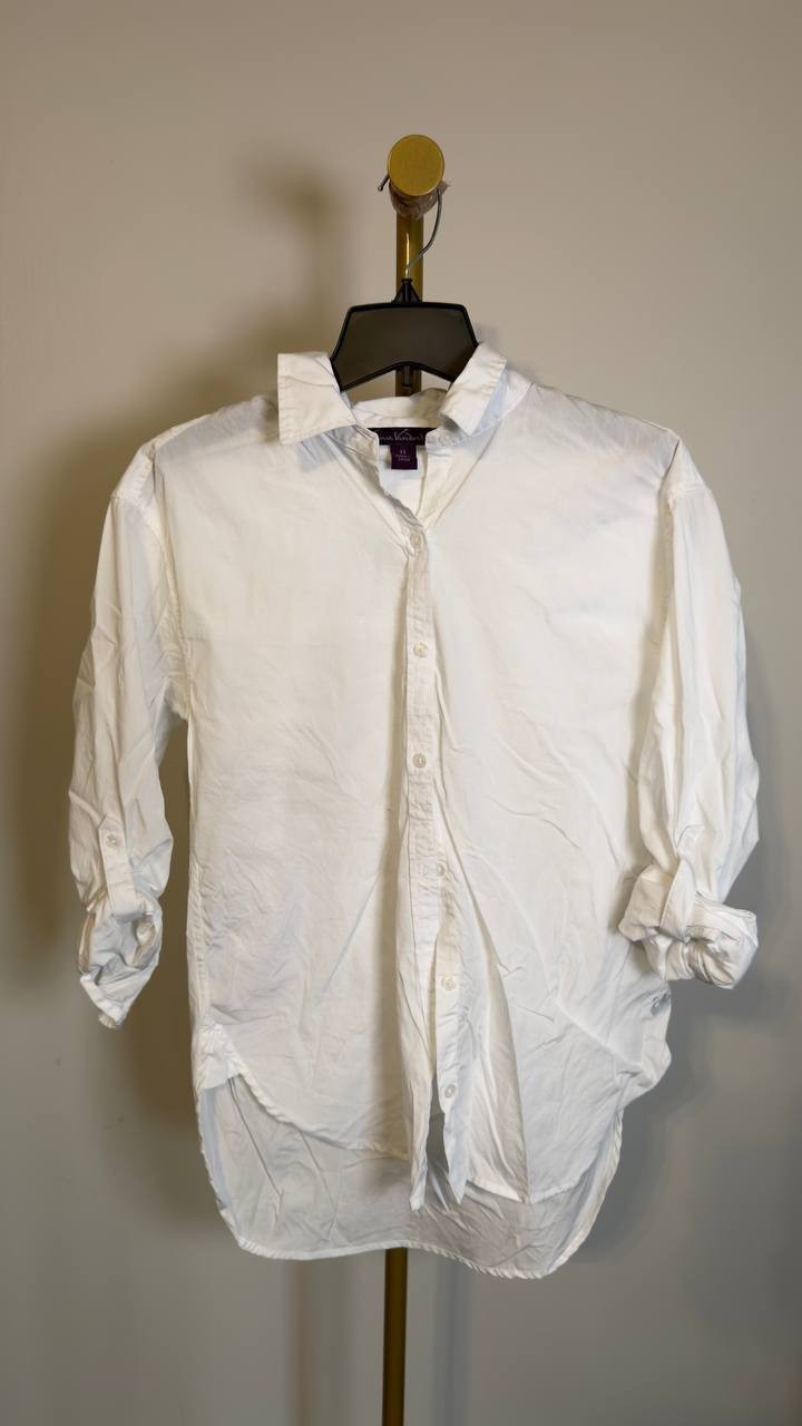 Gloria Vanderbilt Amanda Button-Front Shirt Vintage White XS NWOT $50