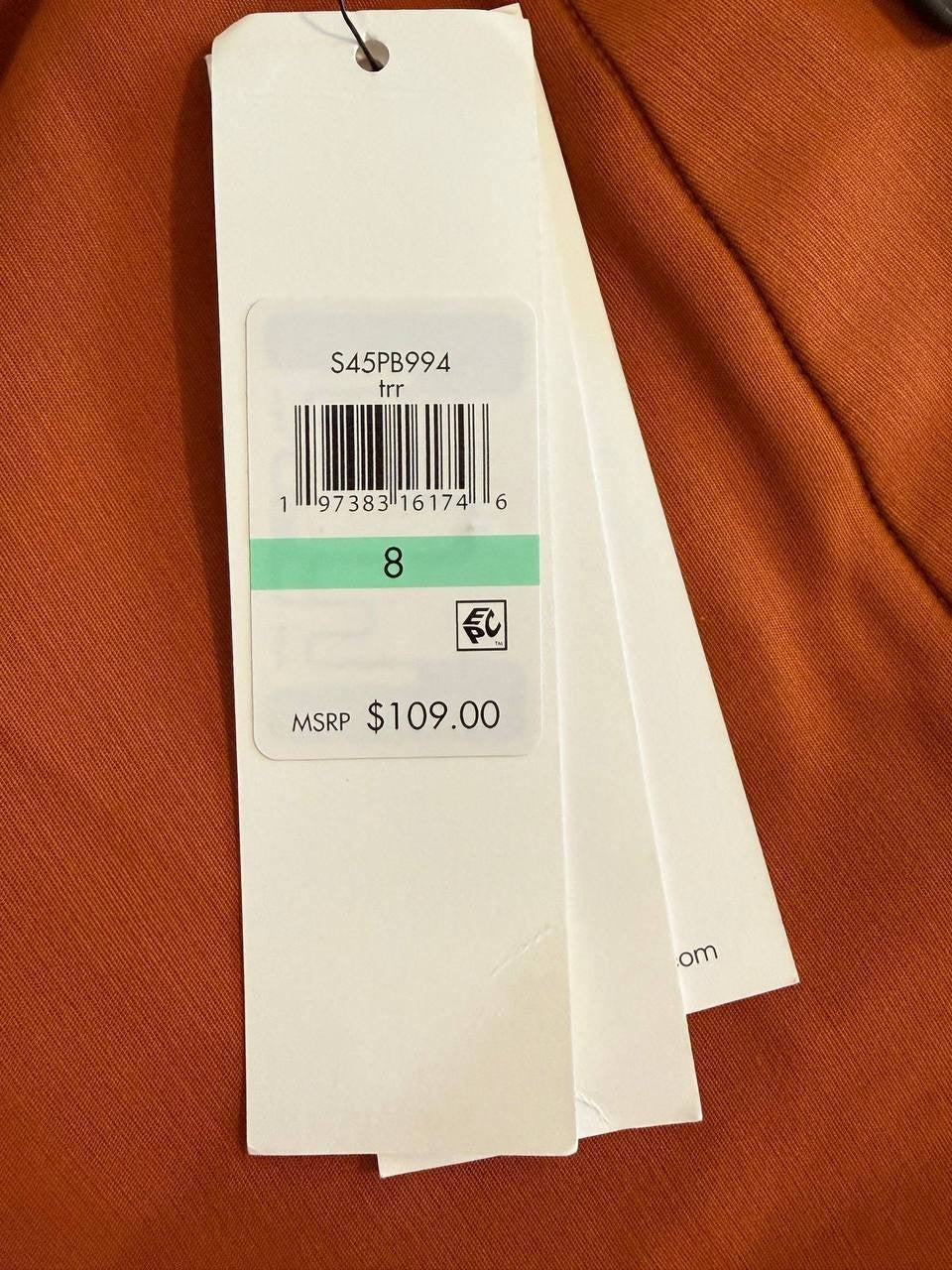 Calvin Klein Wide‑Leg Cotton‑Blend Pants – Orange-Size 8 – NWT – $109