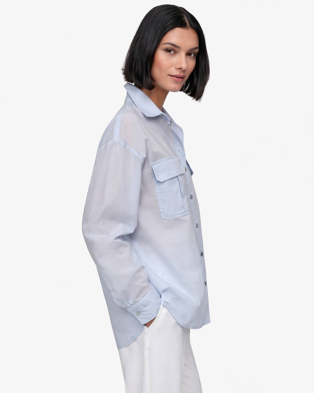 DKNY Women’s Button‑Up Shirt Light Blue Size M NWT $79