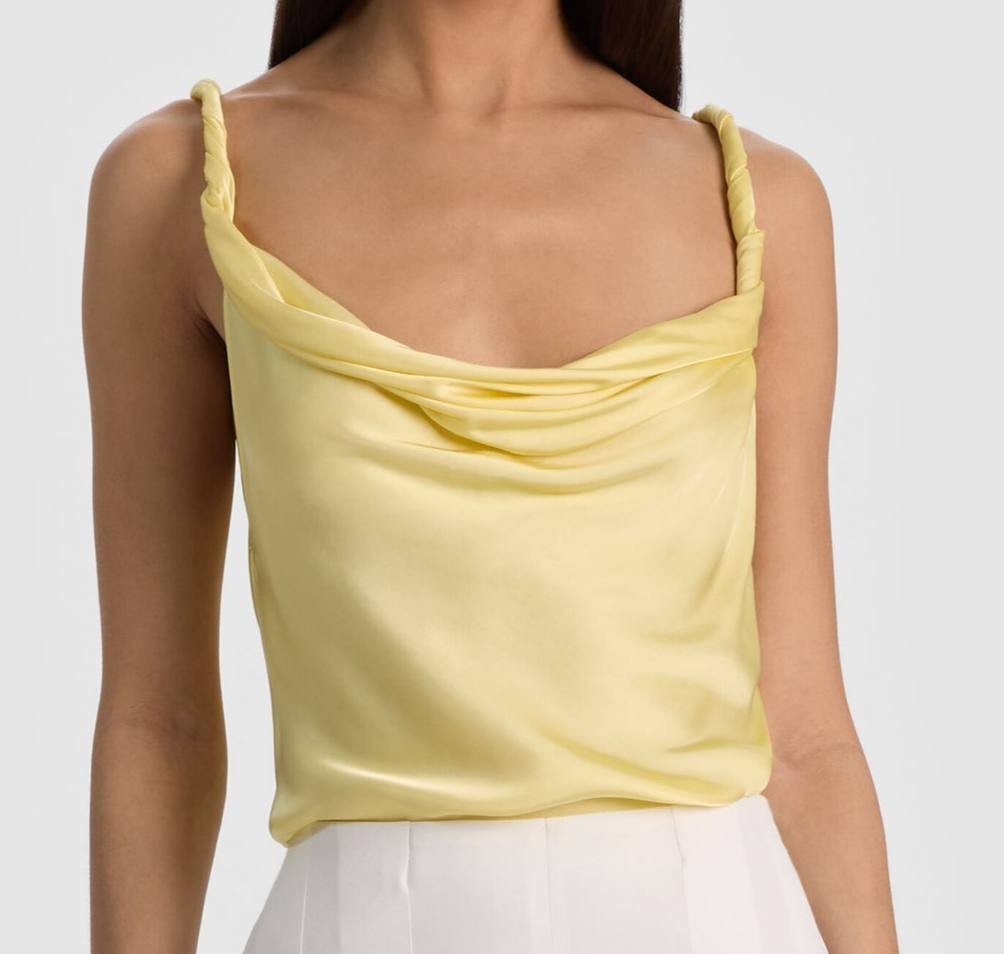 Alice + Olivia Women’s Monique Twist Strap Tank Butter M NWT $195
