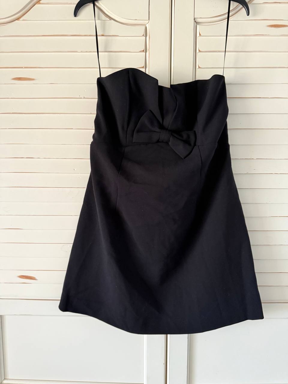 French Connection Whisper Bow-Trim Dress L Black NWT $138