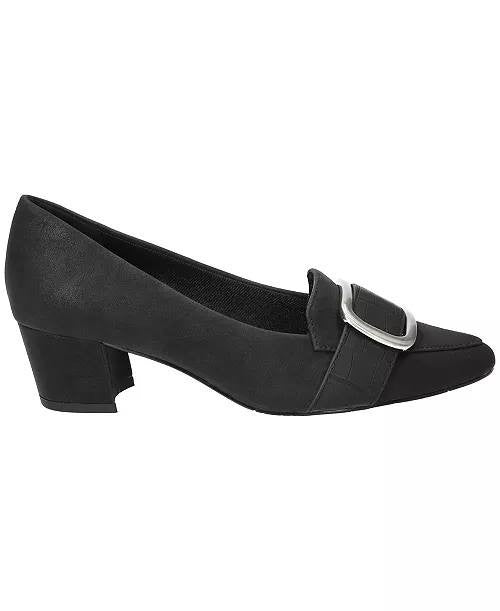 Easy Street Aster Slip‑On Pumps Black 11M Man‑Made Block Heel $75 NWB