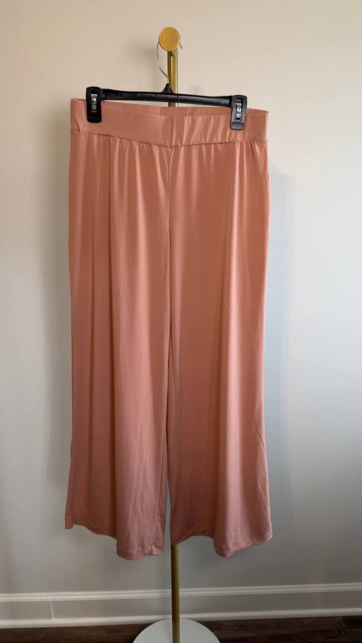 NY Collection Petite Pull‑On Wide‑Leg Palazzo Pant Camel PL NWT $44