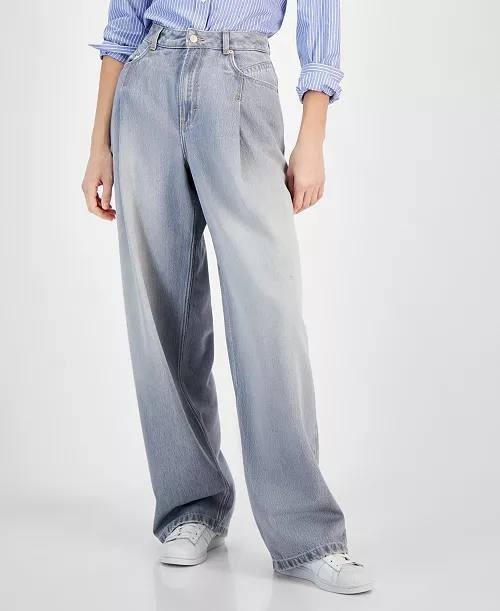 BOSS Orange Slouchy Pleated Wide‑Leg Denim Pants Charcoal 31 NWT $198