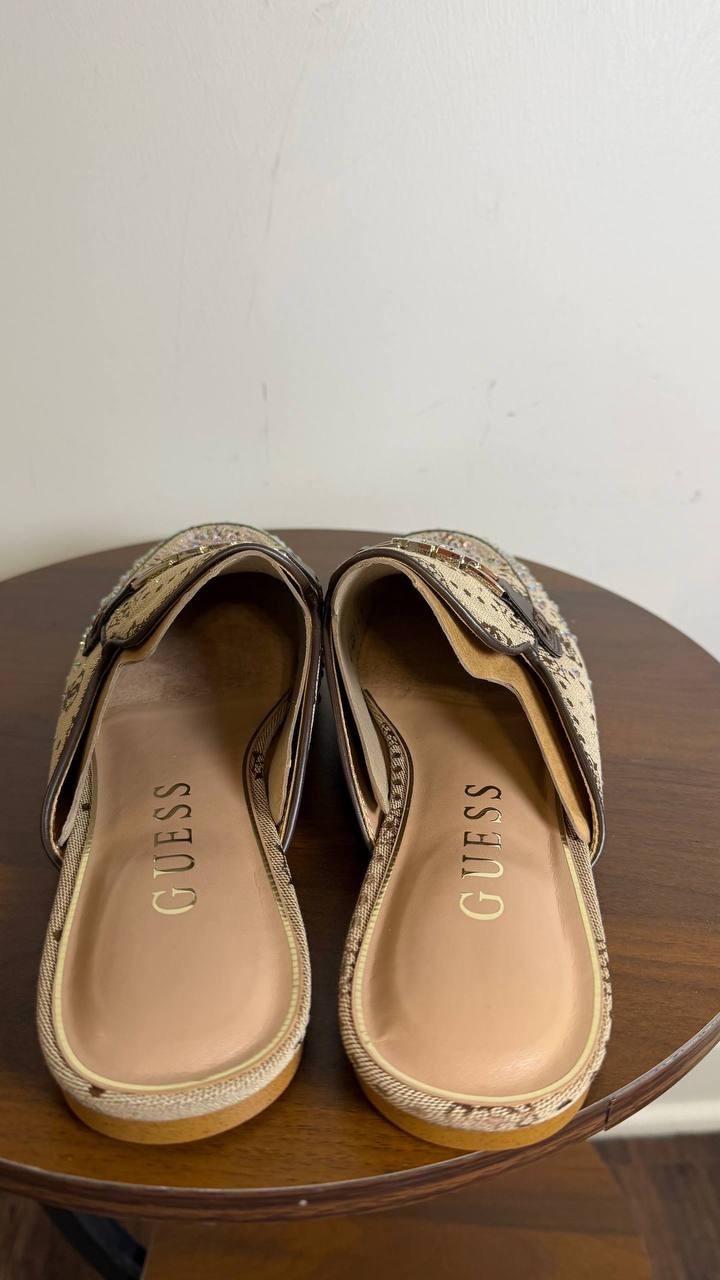Guess Medium Brown Textile Mule Loafers 9M NIB MSRP $119