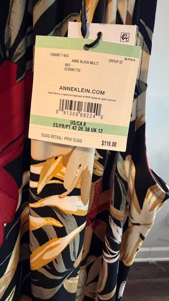 Anne Klein Women’s Printed Halter Midi Dress Black Multi Size 8 NWT $119