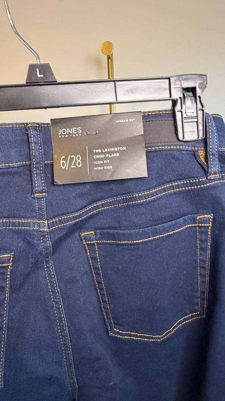 Jones New York Petite High Rise Kick Flare Cropped Jeans Indigo 6 NWT $79.50