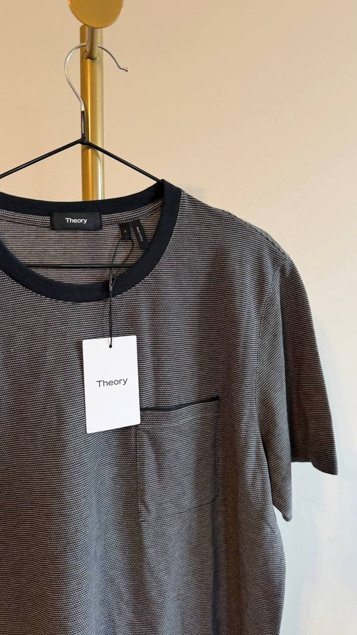 Theory Men’s Cotton Birdseye Pique Crewneck Pocket T‑Shirt L $115 NWT