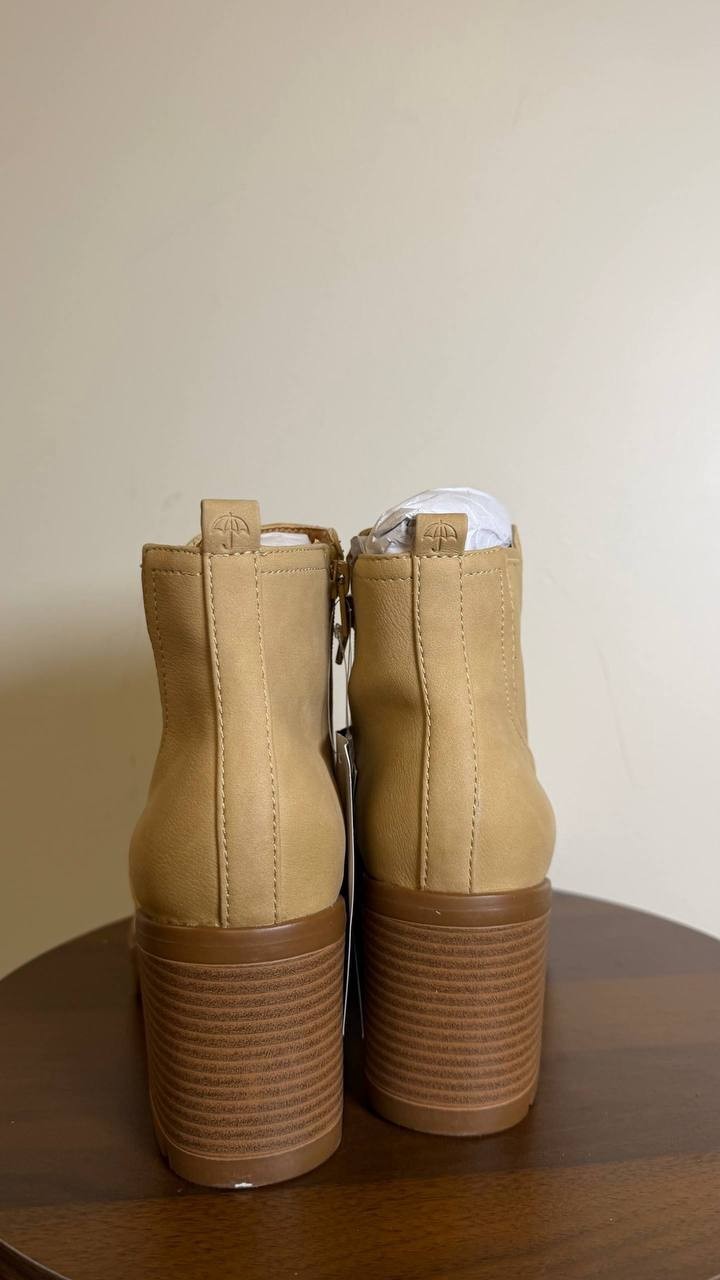 Naturalizer Madalynn Bootie 9W Sand Brown Waterproof Almond Toe Zip NIB msrp$185