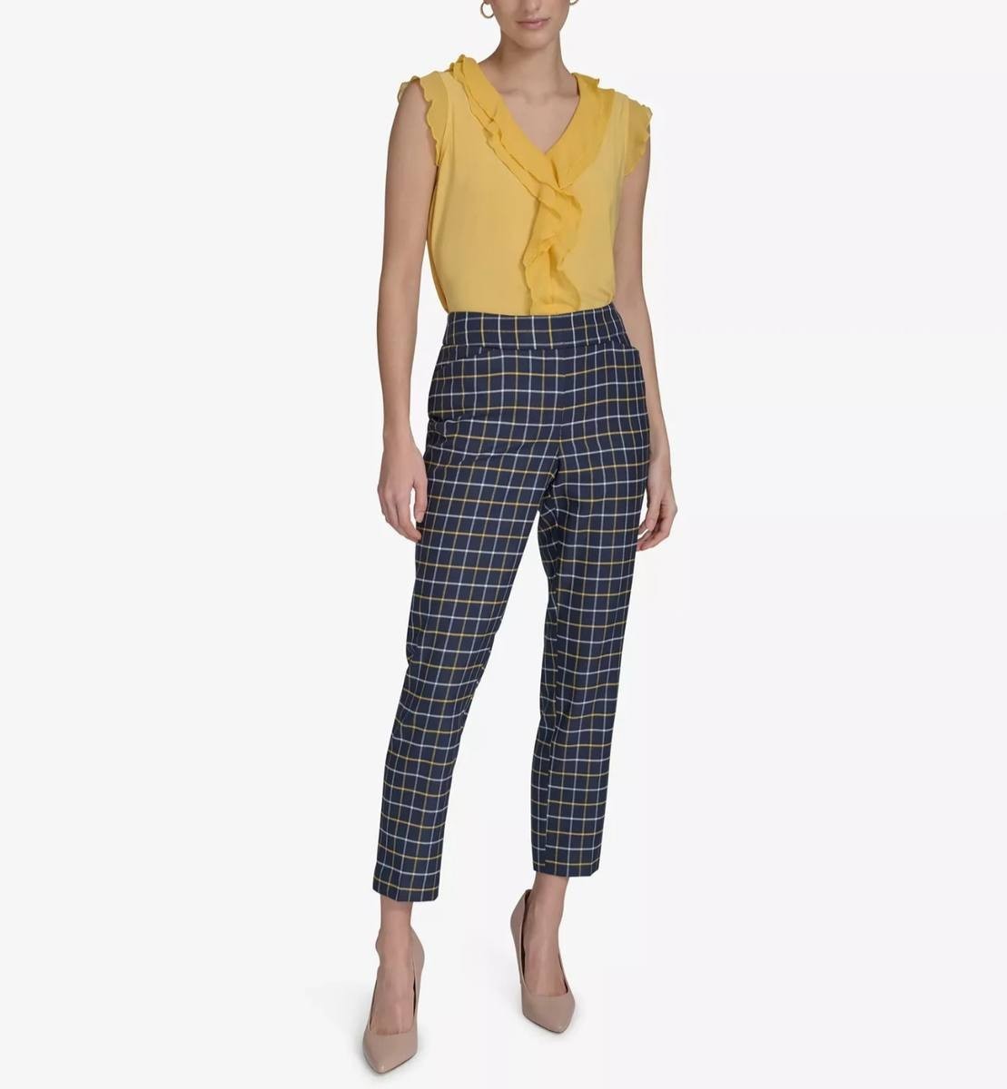 Tommy Hilfiger Women’s Plaid Slim-Fit Ankle Pants Midnight Multi 16 $109 NWT