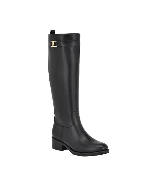 Tommy Hilfiger Iviann Tall Riding Boots Black 7.5M Almond Toe NWB $159