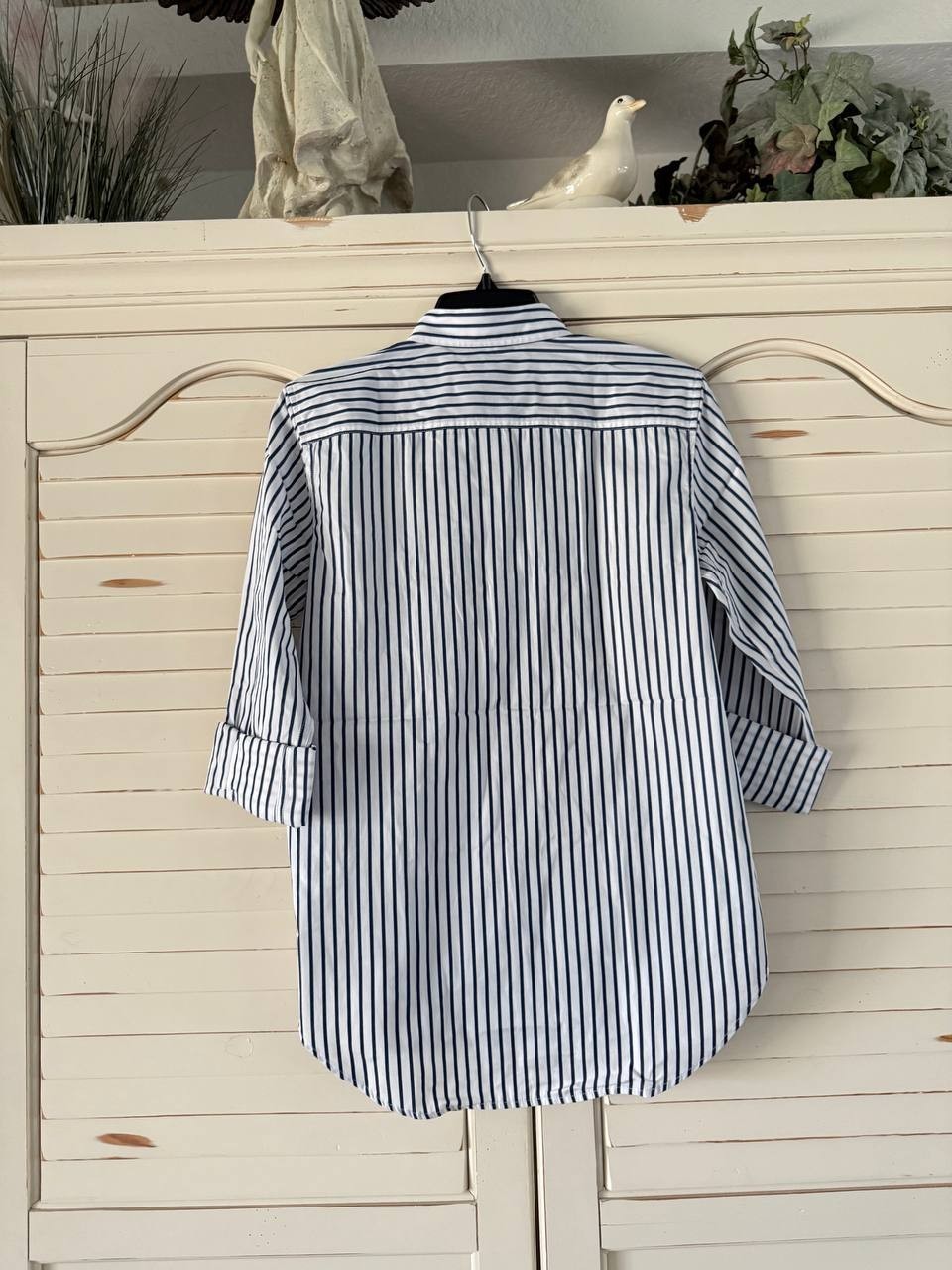 Lauren Ralph Lauren Shirt S Light Blue Cotton Roll-Tab Sleeve Relaxed Fit NWT