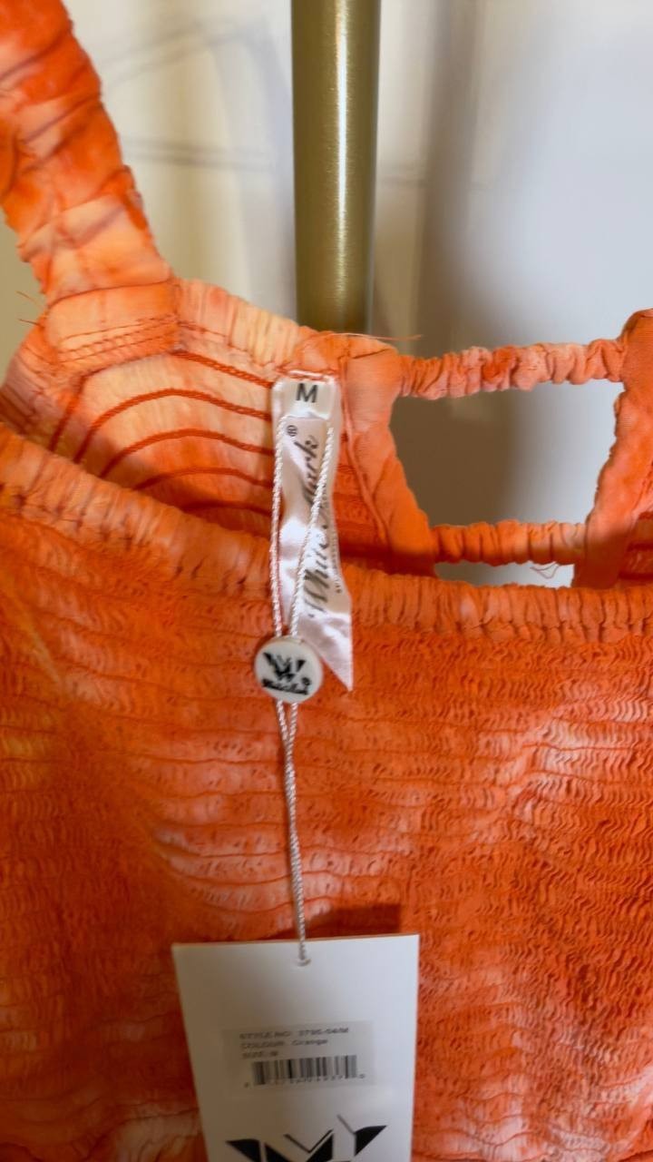 White Mark Square Neck Sleeveless Smocked Sundress Orange M NWT $84