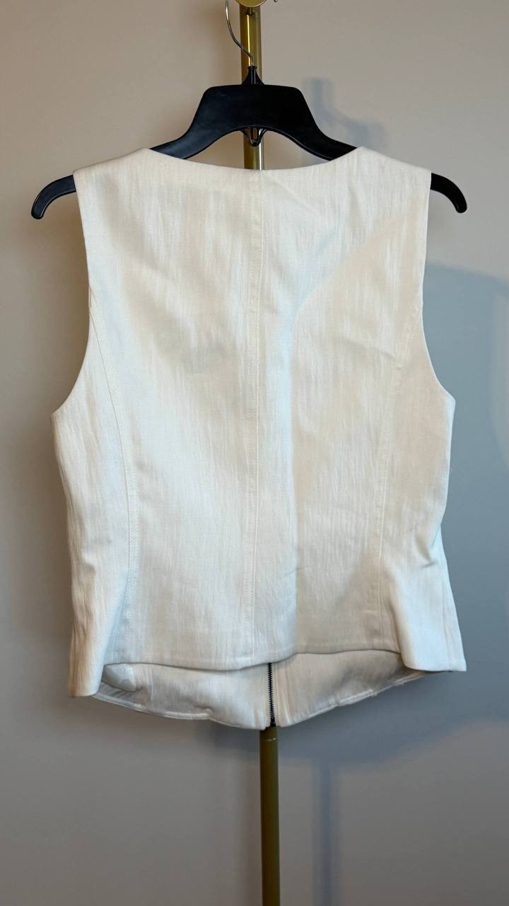 DKNY Weathered Zip‑Up Vest Coconut M NWT $99