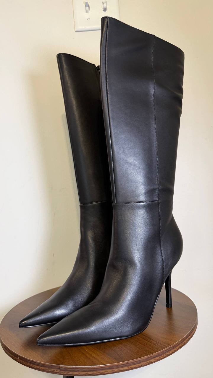 Nine West High Boots 11M Black Leather New in Box MSRP $249