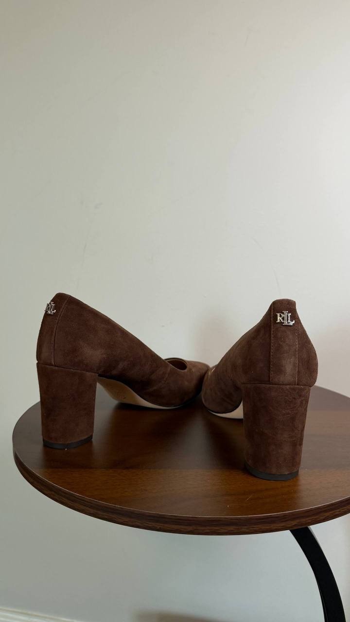 Lauren Ralph Lauren “Lanette”Brown Block Heel Suede Size 6B NIB msrp$155