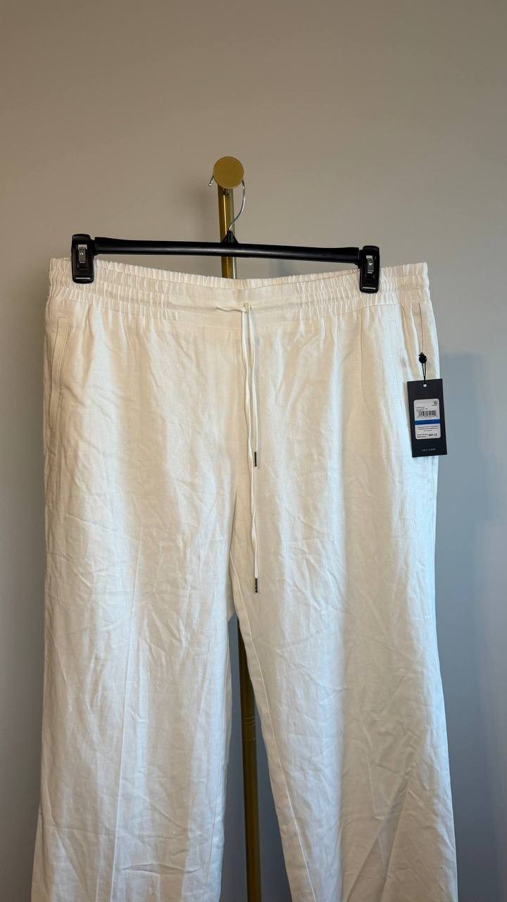 Jones New York White Drawstring Linen‑Blend Pant White XL NWT $89.50