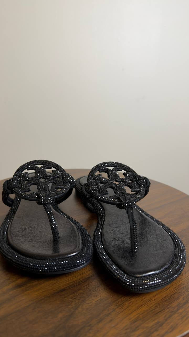 Tory Burch Thong Sandals Perfect Black 6 New $300.00