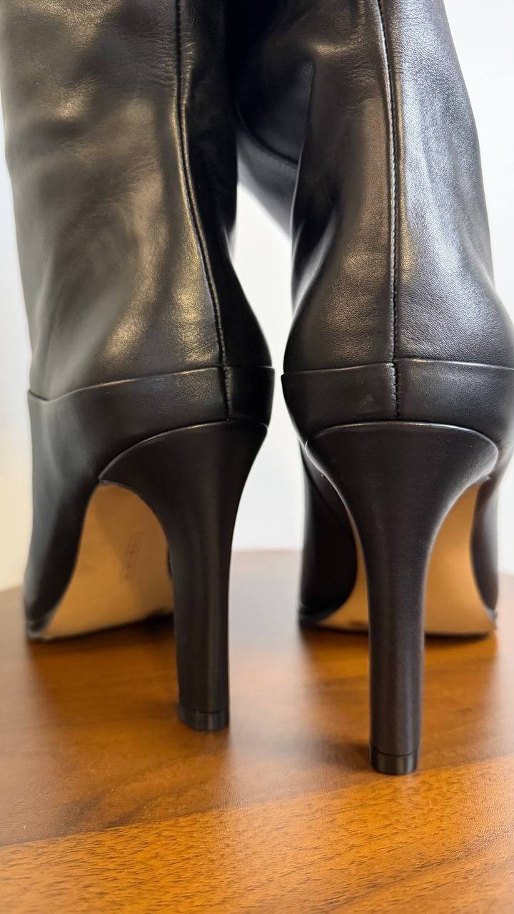 Vince Camuto Sorina Boots 9.5M Black Leather Tall Almond Toe New In Box msrp$269