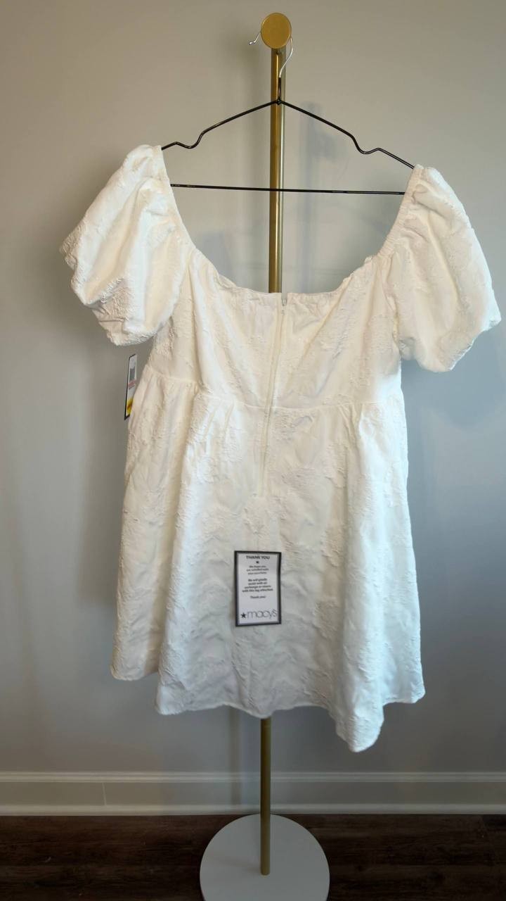 Seni & Cade Plus Off‑Shoulder Jacquard Fit & Flare Dress White 1XP NWT $89