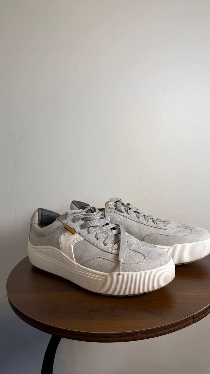 Dr. Scholl’s Time Off Win Sneakers 8.5M Grey Faux Leather Lace‑Up NIB msrp$110